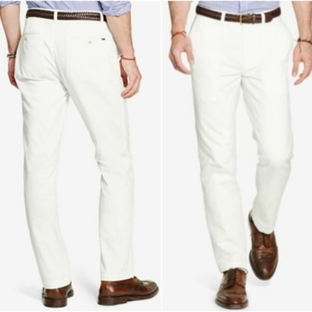 POLO RALPH LAUREN White Chino Khaki Pants 33 x 32